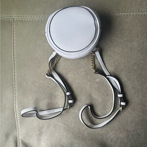 Round White Small Backpack with Chain Strap